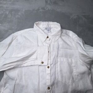 Athleta Playa Linen Longsleeve  Button Down Shirt Beach,white,size